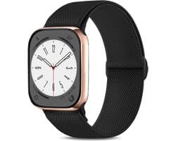 F I K A.® - Smart Watch elastische nylon horlogeband – zwart - Apple Watch - bandje 42/44/45/49 mm - Series 1 2 3 4 5 6 7 SE Ultra - Smartwatch iWatch horloge band - elastisch NYLON
