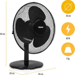 Tristar Tafelventilator 30 cm – 3 Snelheden – 85° Oscillatie – Verstelbare Luchtstroom – VE-5725 – Zwart — thumbnail 3
