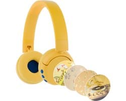 BuddyPhones PopFun Koptelefoon Kinderen - Kinder Koptelefoon Draadloos – Volumelimiet 84/95 dB – 24 uur batterijduur – Bluetooth Hoofdtelefoon - Ingebouwde microfoon - Inclusief Leuke Stickers - Geel