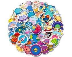 50 stuk ruimte planeet astronaut Cartoon stickers voor kinderen en volwassenen Beloningsstickers Journal Laptop Telefoon Stickers