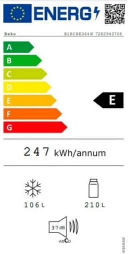 Beko B1RCNE364W koel-vriescombinatie Vrijstaand 316 l Wit — thumbnail 4