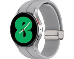 Strap-it Smartwatch bandje - magnetische siliconen horlogeband geschikt voor Samsung Galaxy Watch 7 (40 & 44mm) / Galaxy Watch 6 Classic / Watch 6 40 & 44mm / Watch 5 Pro / Galaxy Watch 5 40 & 44mm / Watch 4 (Classic) / Watch FE - grijs