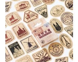 46 Vintage Travel stickers voor reisjournals, laptop, enveloppen, scrapbooking, dagboek etc. Reizen, Landen en postzegels