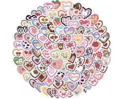 100 Hartjes Stickers - 3x3CM - Voor laptop, trouwalbum, Valentijns kaart, journal etc. Liefde/Bruiloft/Love