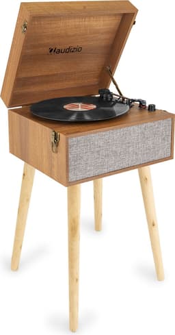 Platenspeler op poten - Audizio Fremont - Retro platenspeler met meubel - Met Bluetooth - Houtlook — thumbnail 1