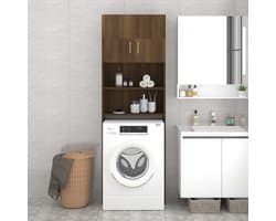 Wasmachine ombouw - Kast - Opbouwmeubel - Verhoger - Wasmachine meubel - Opbergkast - Hout - Bruin Eiken