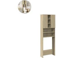 Wasmachine ombouw - Kast - Opbouwmeubel - Verhoger - Wasmachine meubel - Opbergkast - Hout - 64x25,5x190 cm - Sonoma Eiken