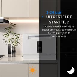 Luxe Mini Vaatwasser – Kleine Vaatwasser – Vrijstaand – 7 Wasprogramma’s – Geruisloos – Timer – 360° Reiniging – Grote Capaciteit – Wit — thumbnail 5