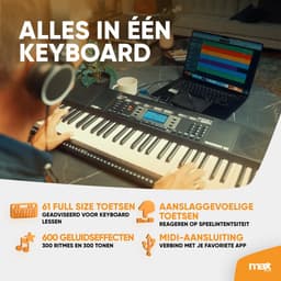 Complete keyboard set - MAX Rhapsody61M met 61 toetsen - Inclusief bankje, standaard en koptelefoon — thumbnail 5
