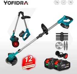 Fayb Grasmaaier - Grastrimmer - Grasmaaier elektrisch - Onkruidverwijderaar - Handgrasmaaier - Rijdbaar - Inclusief 2 accu's - Inclusief 3 soorten maaibladen - Draadloos - Lengte verstelbaar - Opvouwbaar - 18V - Geschikt voor Makita accu — thumbnail 3
