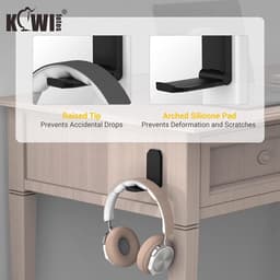 Zelfklevende bureau koptelefoon hanger - pc gamingheadsethouder standaard - opvouwbare hoofdtelefoon haak onder bureau. — thumbnail 4