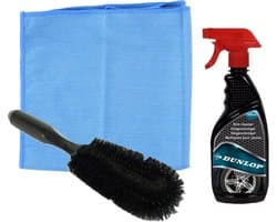 All Ride auto velgen schoonmaken set - borstel/schoonmaak spray/microvezeldoek - velgenreiniger pakket - auto en fiets