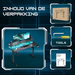 Five Stars® Game Bureau - 100x50x75 cm - Game Bureau met LED verlichting - Zwart Carbon - Gaming Desk - Computertafel - RGB LED Verlichting — thumbnail 8