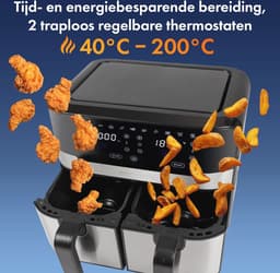 Hete Lucht Friteuse 9 Liter met Dubbele Kamer - XXL Frituurpan met Touchscreen en 9 Programma's — thumbnail 4