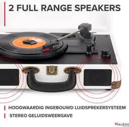 Platenspeler Bluetooth IN/OUT - Audizio RP116CR - 2025 model - Retro platenspeler met speakers - Crème — thumbnail 5