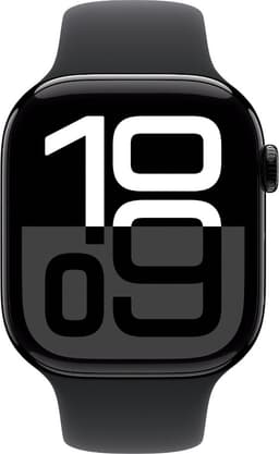 Apple Watch Series 10 - Wifi + 4G - 42mm - Zwarte Aluminium Case met Zwart Sportbandje - S/M — thumbnail 1