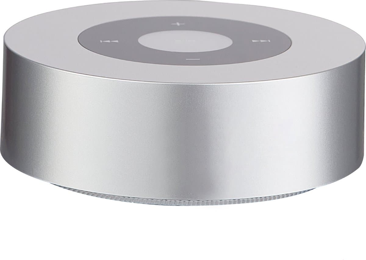 KAMINIO Knisperende luidspreker MORITZ - Krachtige geluidsbox met haardvuurgeluiden, Bluetooth, AUX, microfoon, accu - zilver — afbeelding 1