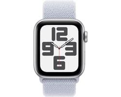 Apple Watch SE 2024 GPS + Cellular 44mm Silver Aluminium Case with Blue Cloud Sport Loop