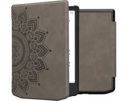 kwmobile e-reader hoesje geschikt voor Pocketbook Verse / Verse Lite / Verse Pro / Color / Vivlio Light/Light HD hoes - Ereader flip case met standaard - Kunstleren e reader cover - Opkomende Zon design in grijs