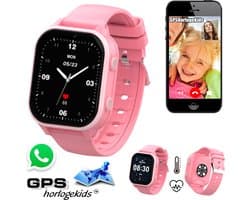 GPSHorlogeKids© - GPS horloge kind - smartwatch kinderen - WhatsApp - 4G videobellen - spatwaterdicht - SOS alarm - meting hartslag & temperatuur - incl SIM - Edge Pro Roze