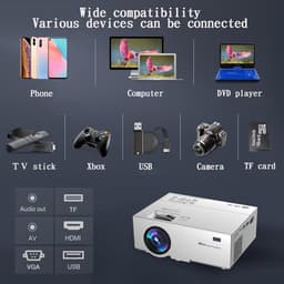 Stabiele Mini-projector met wifi - 1080p LED beamer voor thuisbioscoop - HDMI USB TF - kleine beamer Beamer — thumbnail 5