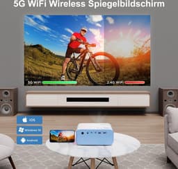 Projector- V3 - Compact - Full HD 1080P - 9000 Lumens - 5g wifi - LCD - projectieverhouding van 1:1,4 - HDMI, USB, AV, 3,5 mm audio - 300inch - Wit - — thumbnail 4