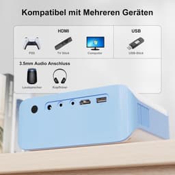 Projector- V3 - Compact - Full HD 1080P - 9000 Lumens - 5g wifi - LCD - projectieverhouding van 1:1,4 - HDMI, USB, AV, 3,5 mm audio - 300inch - Wit - — thumbnail 3