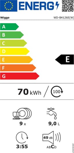 Wiggo WD-B4126E(X) - Inbouw Vaatwasser - Volledig Geïntegreerde - 45 cm - 9 Couverts - 6 Wasprogramma's - 5 Jaar Garantie - Roestvrijstaal — thumbnail 2