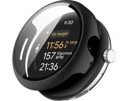 Strap-it Hard case bescherm hoesje met screen protector - geschikt voor de grotere Google Pixel Watch 3 - 45mm (zwart)