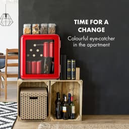 Klarstein PopLife Drankenkoeler - Minibar, Retro Koelkast, 0-10°C, slechts 39 dB, 48 L, milieuvriendelijk, dubbelwandige deur, retro design, rood — thumbnail 10