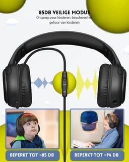 StayPowered Kinderheadset - Veilige, Comfortabele en Duurzame Hoofdtelefoon met Volumebegrenzing! - Compact Design - Hoogwaardige Geluid - HD Microfoon - Ingebouwde Volumebegrenzer - Opvouwbaar - Zwart - Levering Sneller dan Aangegeven! — thumbnail 5