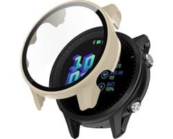Watch case screenprotector - hoesje - gehard glas - geschikt voor Garmin Forerunner 955 - beige