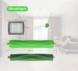 Onderhoudspakket geschikt voor iRobot Roomba i7+ i8+ i5+ i3+ E5 – HEPA Filter - Zijborstel - Roller – 9-delige set – Stofzuiger Vervanging set - Stofzuiger onderdelen — thumbnail 2
