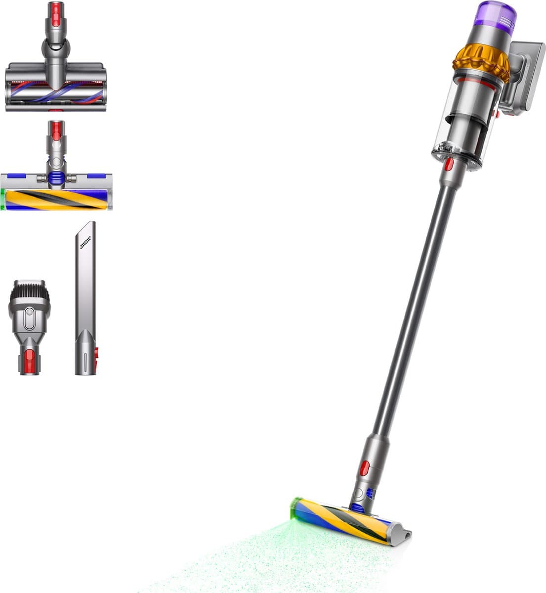 Dyson V15 Detect Absolute - draadloze stofzuiger - 230 AW laser HEPA nikkel/geel — afbeelding 1