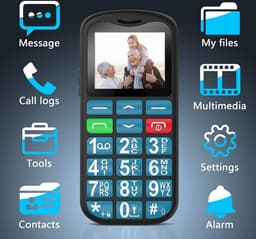 Yarvu ® - Easy - 4G Senioren Mobiele Telefoon + Simkaart Geleverd - Grote Toetsen & Cijfers - Big Button Mobiel - GSM Ouderen - GSM - SOS Noodknop - Snelkiestoetsen - Blauw — thumbnail 4