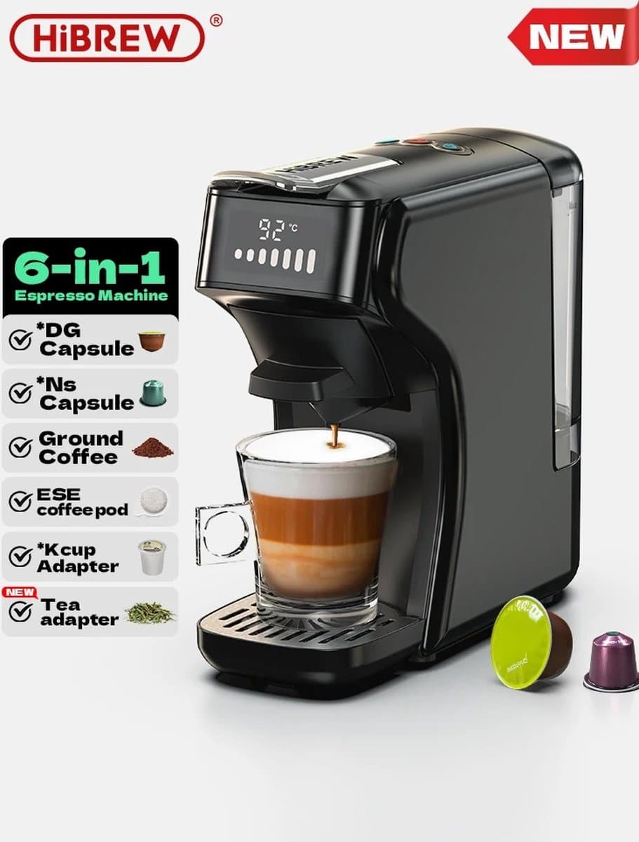 Seastone - Nieuw 6 in1 Capsule Koffiezetapparaat -HiBREW H1B - Koffiemachine - Warm-Koud - Meerdere Espresso Cafetaria - Cappuccino - Koffiezetapparaat - Dolce Gusto - Nespresso - Poeder — afbeelding 1