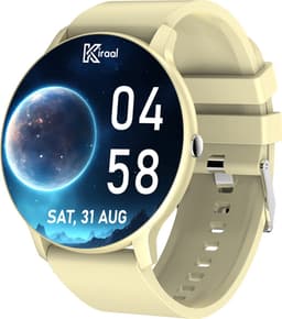 Kiraal Fit 5 - Smartwatch dames - Smartwatch Heren - Stappenteller - Full Screen - Fitness Tracker - Activity Tracker - Smartwatch Android & IOS - Beige — thumbnail 1