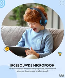 StayPowered Kinder Koptelefoon - Comfortabel en Duurzaam Ontwerp - HD Microfoon - Opvouwbaar Ontwerp - Rijke Stereo Bass - Verwikkelingvrij Nylon Kabel - Verstelbare Pasvorm - Universele 3,5 mm Jack - Zwart/Blauw - Levering Sneller dan Aangegeven! — thumbnail 3