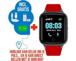 Wiesba WB73S - GPS Horloge Senior - Smartwatch voor Ouderen - Persoonlijke alarmen - alarm horloge ouderen - GPS Horloge Alzheimer - Valdetectie - Rood