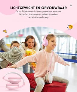 StayPowered Kinder Koptelefoon - Comfortabel en Duurzaam Ontwerp - HD Microfoon - Opvouwbaar Ontwerp - Rijke Stereo Bass - Verwikkelingvrij Nylon Kabel - Verstelbare Pasvorm - Universele 3,5 mm Jack - Wit/Roze - Levering Sneller dan Aangegeven! — thumbnail 4