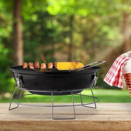 kogelbarbecue draagbaar - met deksel - voor houtskool - Ø36 cm - zwart — thumbnail 4