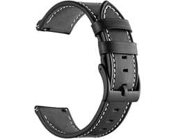 Zwarte PU Lederen Horlogeband 22mm - PU Leer, Quick Release, Geschikt voor Smartwatch en analoge horloges bijvoorbeeld Garmin, Seiko, Fossil & Meer