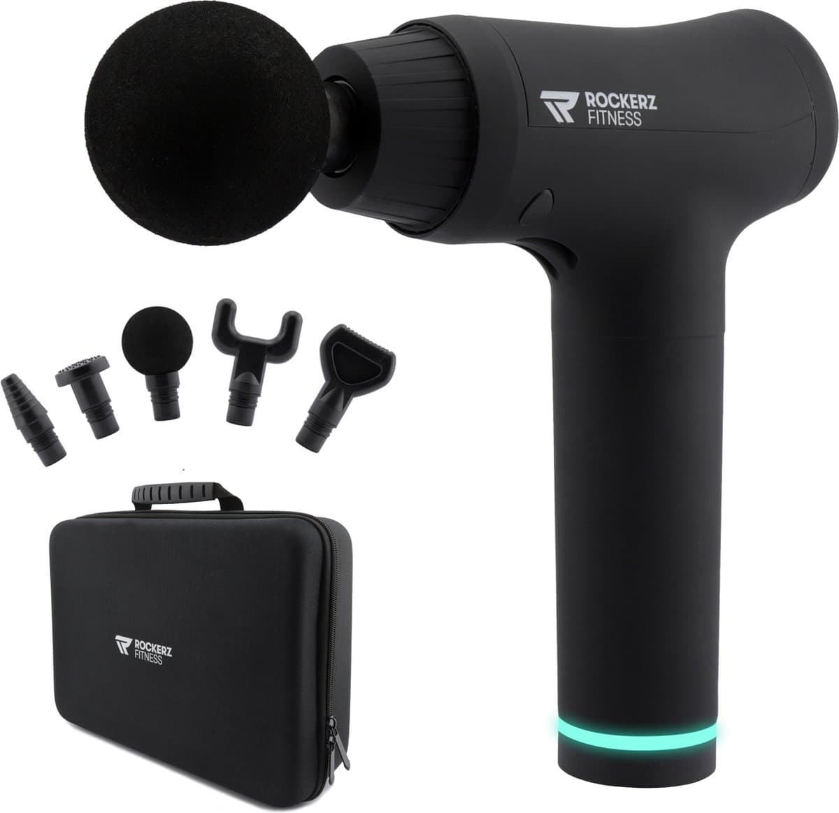 Rockerz Massage Gun - Massage gun professioneel - Massage pistool - 6 opzetstukken - 30 snelheden - Inclusief koffer - Krachtig - Draadloos — afbeelding 1