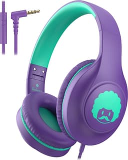 StayPowered Kinder Koptelefoon - Comfortabel en Duurzaam Ontwerp - HD Microfoon - Opvouwbaar Ontwerp - Rijke Stereo Bass - Verwikkelingvrij Nylon Kabel - Verstelbare Pasvorm - Universele 3,5 mm Jack - Paars/Groen - Levering Sneller dan Aangegeven! — thumbnail 1