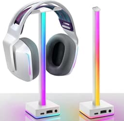 RGB Hoofdtelefoonstandaard met Achtergrondverlichting - Wit - Koptelefoonhouder met RGB-Verlichting voor Gaming en Werk - Stijlvol en Functioneel — thumbnail 1