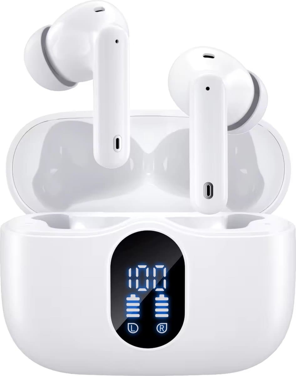 Siltcon® SoundWave Pro 1 - Draadloze Oordopjes – Oortjes Draadloos – Oordopjes – Oortjes - Bluetooth Oordopjes - Noise cancelling ANC+ENC - Universeel - BT 5.3 - Wit — afbeelding 1