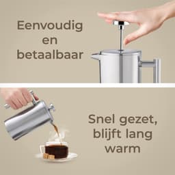 Maevory French Press Koffiemaker - Cafetière - Dubbelwandig - RVS - 800ml — thumbnail 3