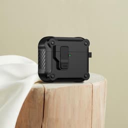 Telestore Hoesje geschikte voor AirPods 4 en Airpods 5 - TPU hybride zwart hoesje Beschermhoes - Shockproof AirPods 4 en 5 Cover - AirPods 4 / 5 Hoesje - Geschikt voor Apple Airpods 4 en Airpods 5 - zwart - hard en TPU cover — thumbnail 2