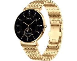 XCOAST SIONA 2 - Elegance Goud - Smartwatch voor vrouwen (4,2 cm/1,3 inch, IOS ANDROID) Fitnesstracker en sporthorloge voor vrouwen, nieuwste generatie, metalen armband, snelwisselfunctie, goud, IP68 waterdicht, bloeddruk