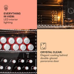 Klarstein Drankkoeler XXL minikoelkast met glazen deur en ledverlichting, minikoelkast voor op de kamer, kleine met 3 schappen, kleine koelkast van 80 liter, koelkast voor binnen en buiten, stil en weerbestendig, 3-10 °C - Drankkoelkast - Touch — thumbnail 8